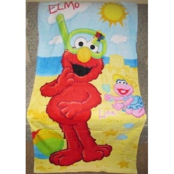 New Licensed Elmo Lola Cotton Large Bath Beach Pool Gift Towel Sesame Street NWT - Picture 1 of 2
